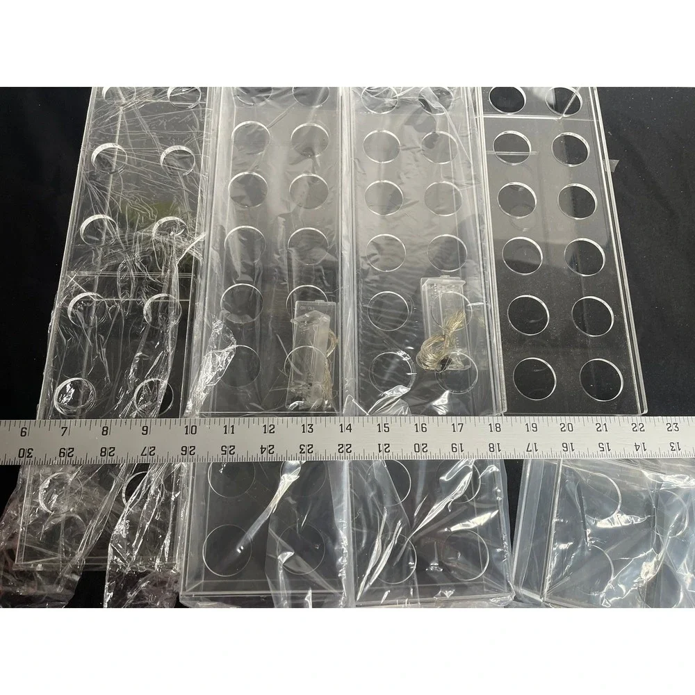 8pc Clear Acrylic Floral Display Boxes with‎ LED Fairy Lights Centerpiece Risers